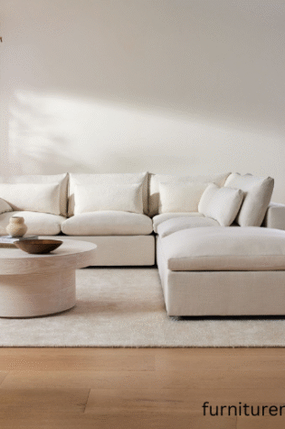 White L-Shaped Sofas For Studio Rooms
