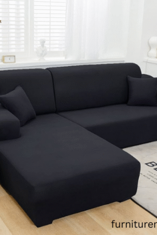 4 Seater Black L Shape Sofa Set