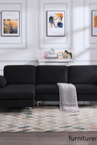 4 Seater Black L Shape Sofa Set For Living Room In Lahore
