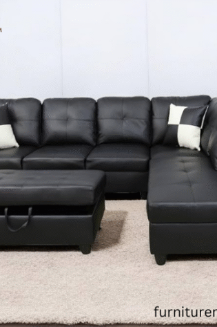 Black 6 Seater L Shape Sofa Set For Price In Lahore DHA