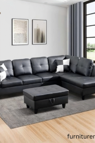 Black 6 Seater L Shape Sofa Set For Price In Lahore