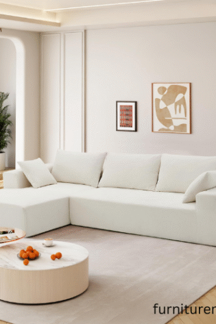 Elegant White L-Shaped Lounge Sofa Lahore