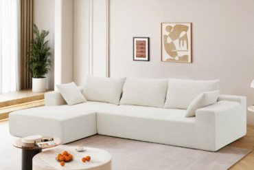 Elegant White L-Shaped Lounge Sofa Lahore