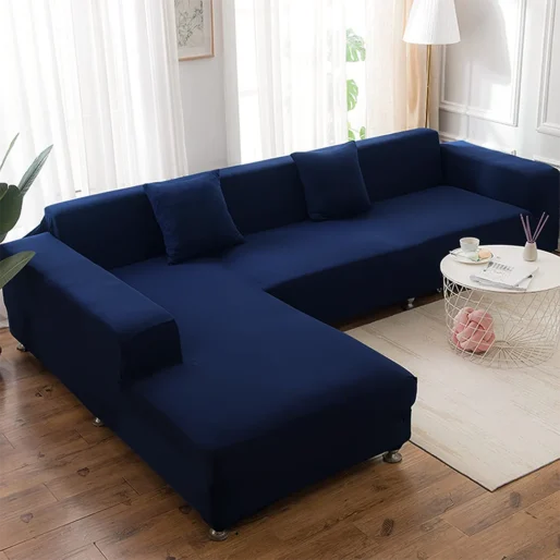 Blue L-Shaped Sofa