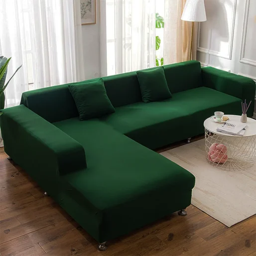 Green L-Shaped Sofa
