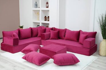 Pink L-Shaped Sofa