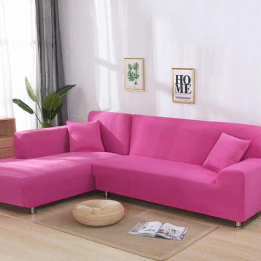 Pink L-Shaped Sofa
