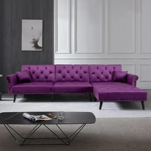 Purple L-Shaped Sofa