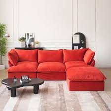 Red L-Shaped Sofa