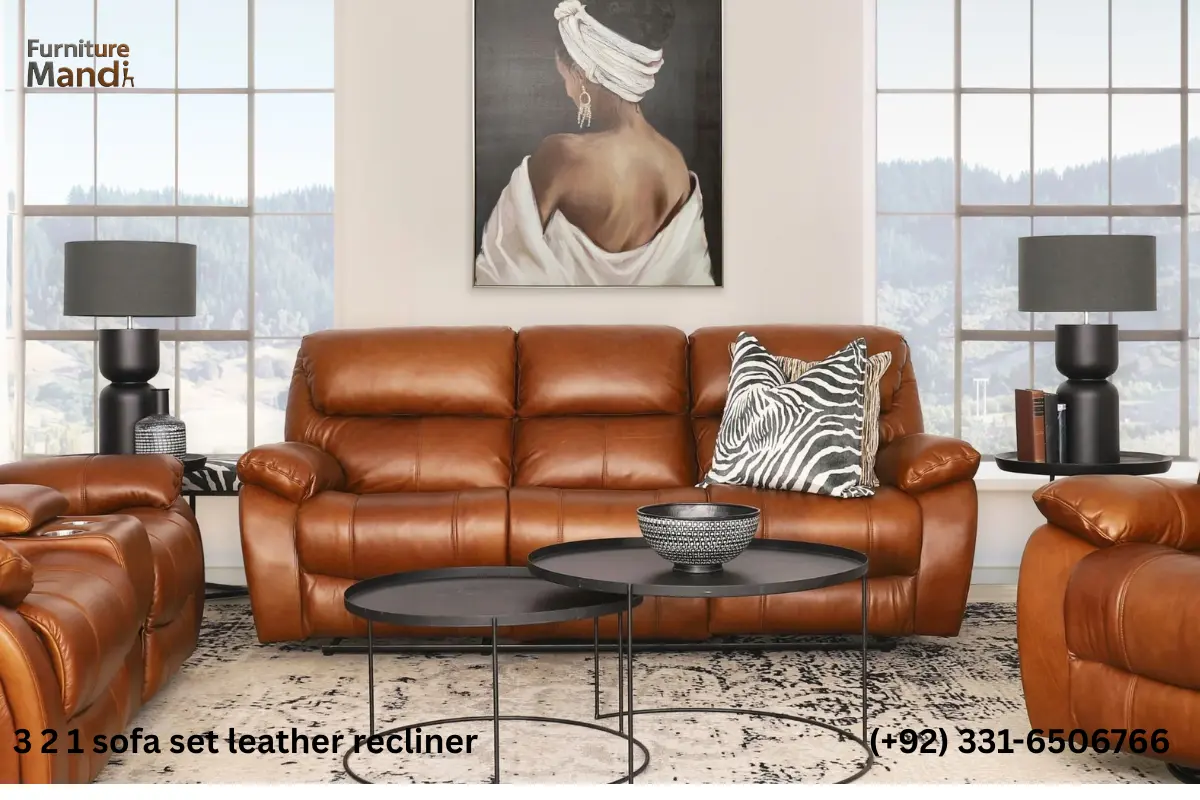 Luxurious 3-2-1 Leather Recliner Sofa Set for Sale in Lahore